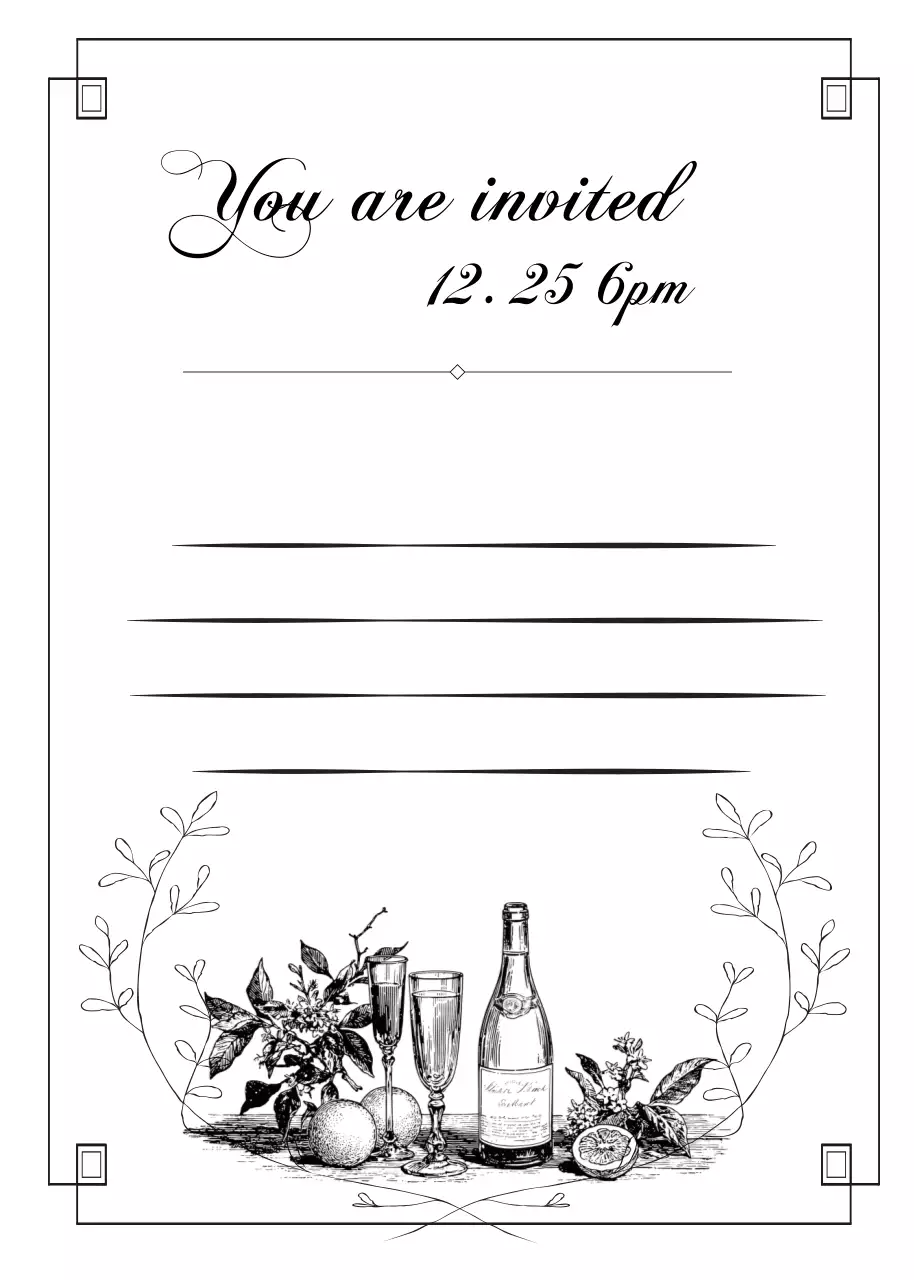 white and black elegant invitation card