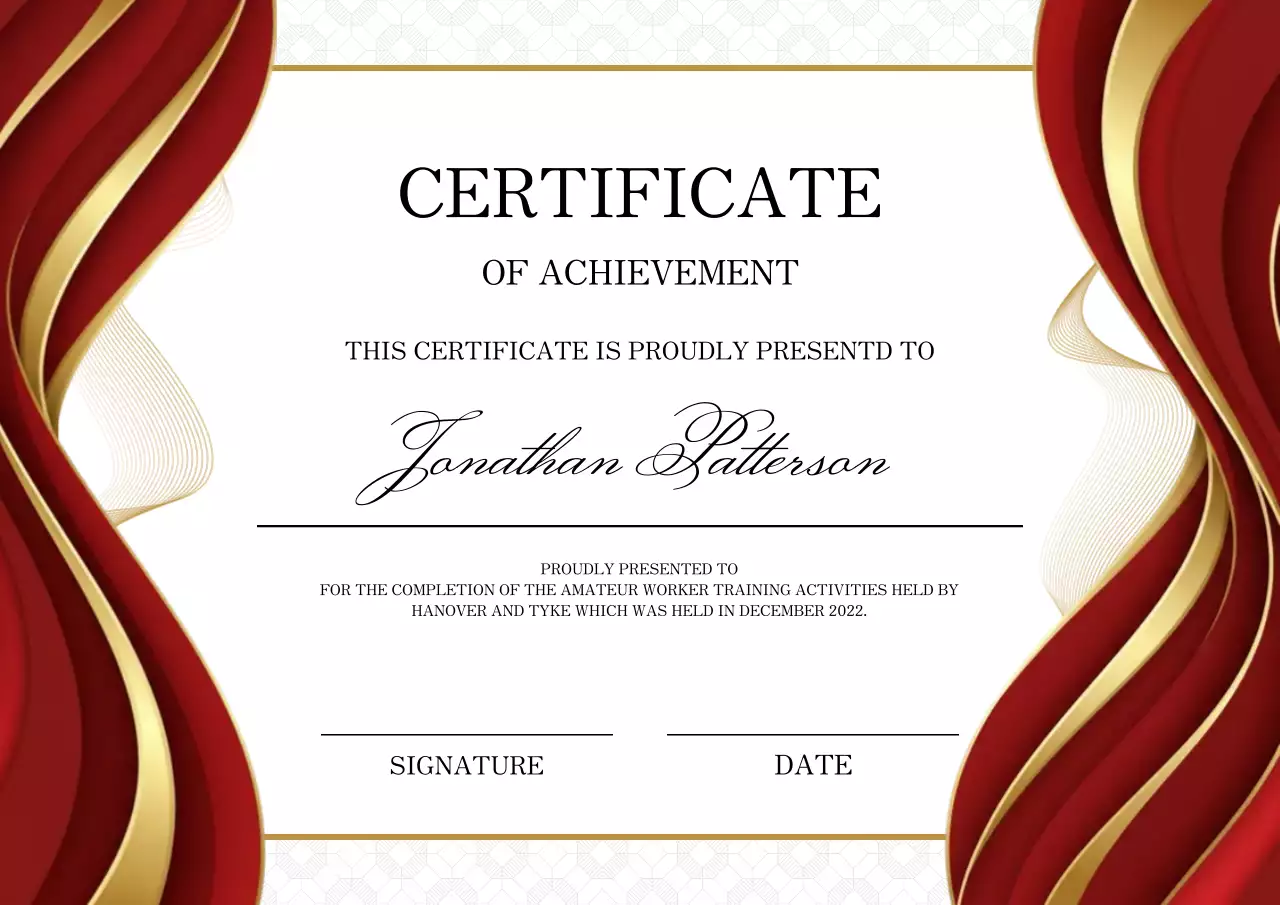 Red and gold modern certificate document