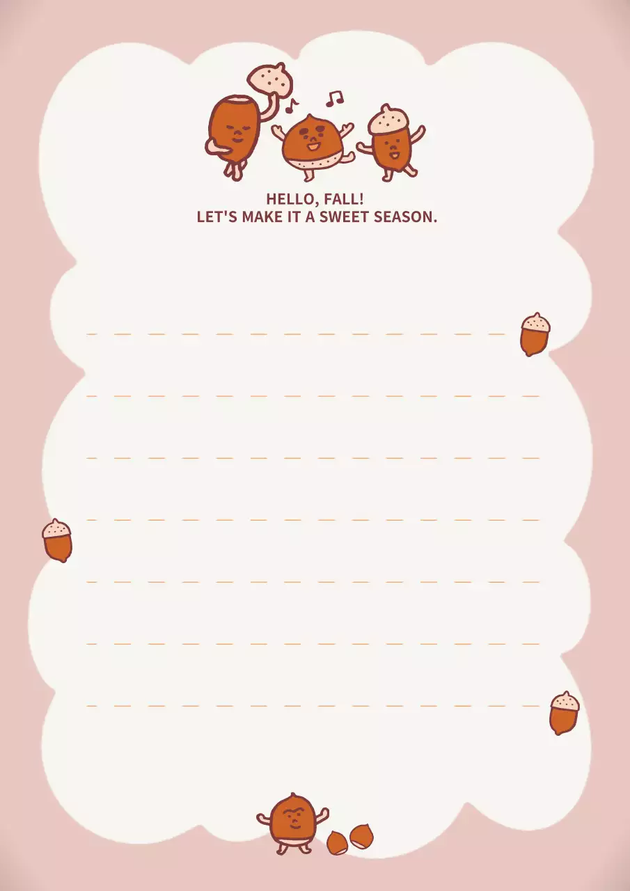 베이지 아기자기한 가을 메모지