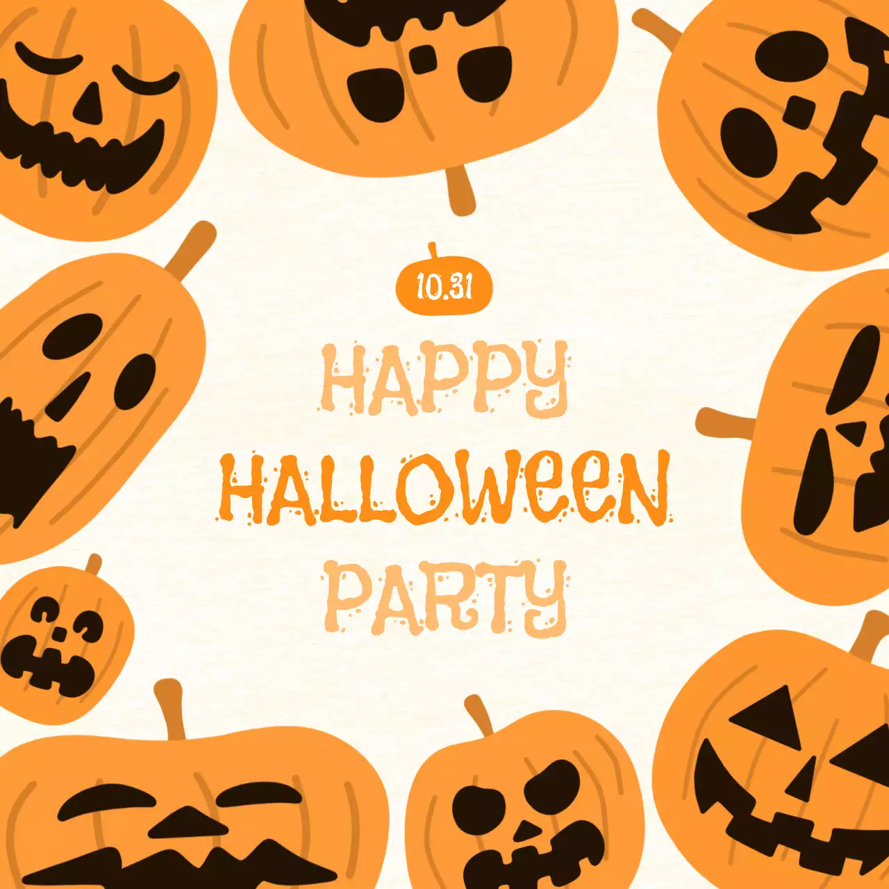 주황색 할로윈 호박 잭오랜턴 파티 초대장