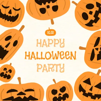 주황색 할로윈 호박 잭오랜턴 파티 초대장