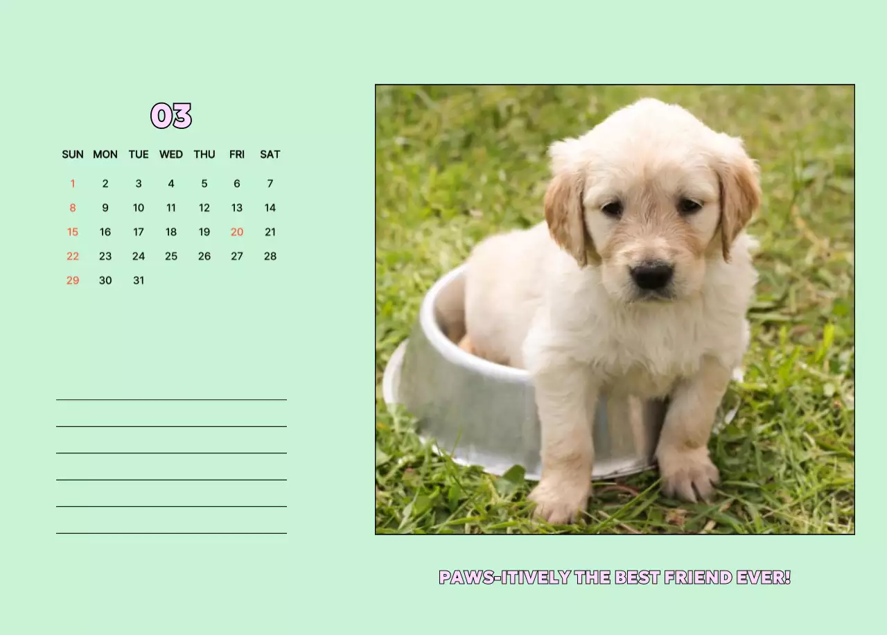 黄色 かわいい 犬 カレンダー