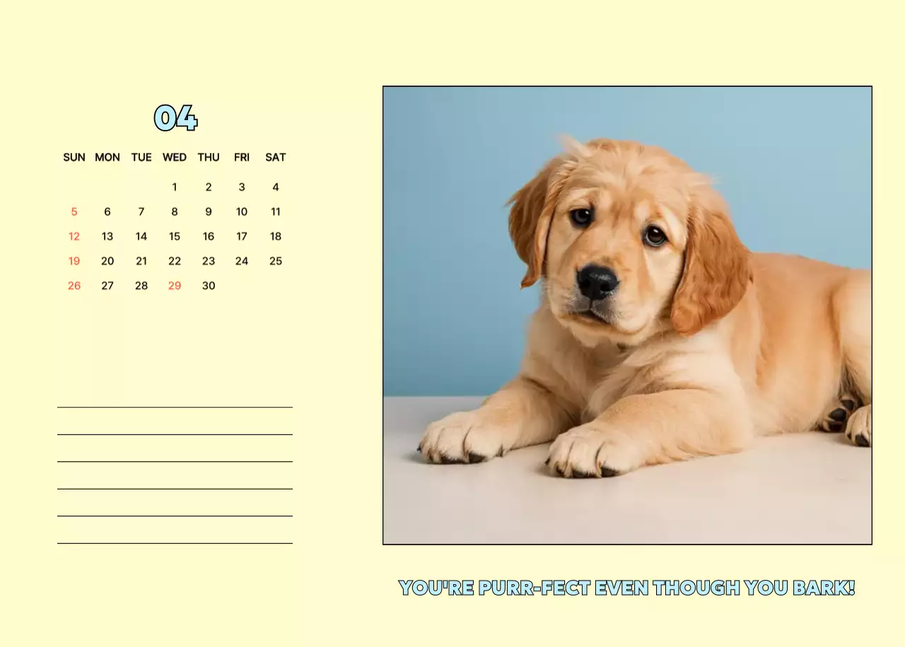 黄色 かわいい 犬 カレンダー