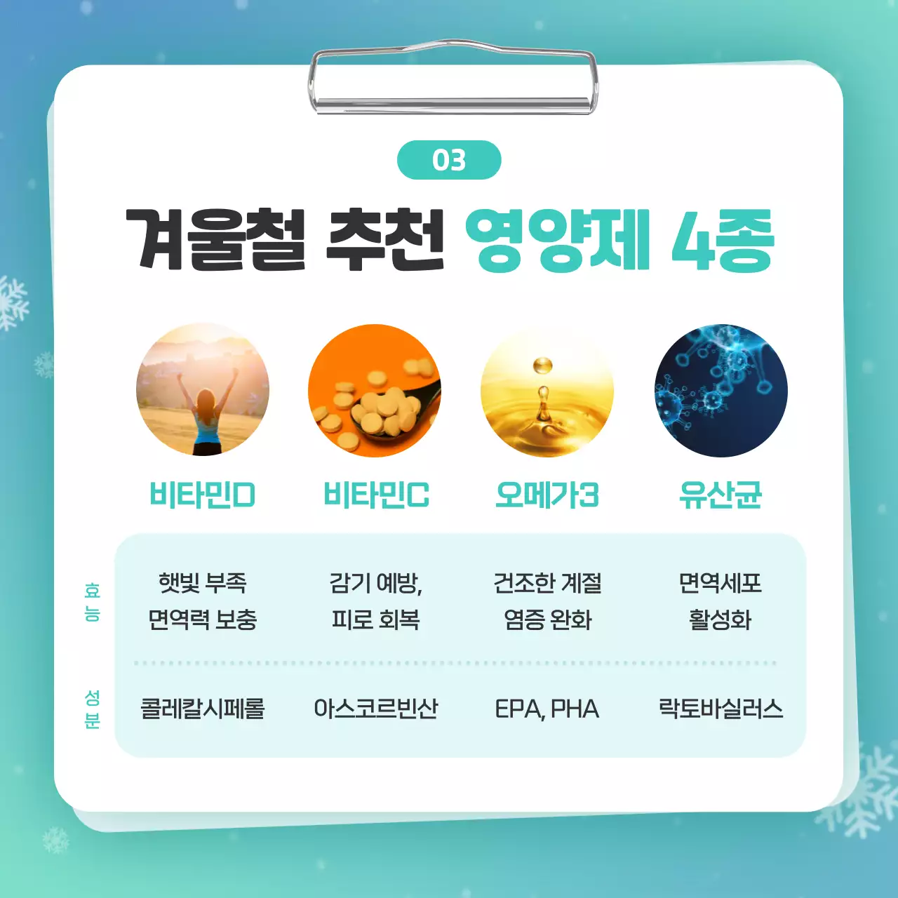 민트 모던 건강 영양제 광고