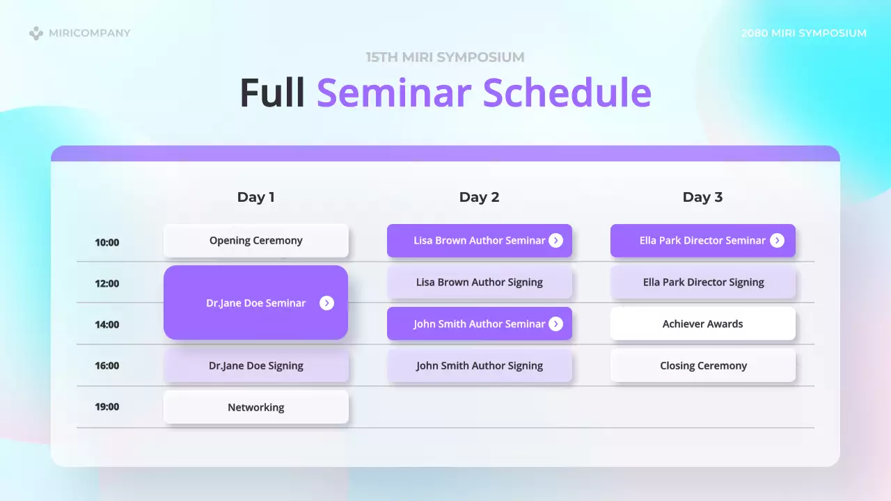 Trendy speaker presentations in light blue and pink