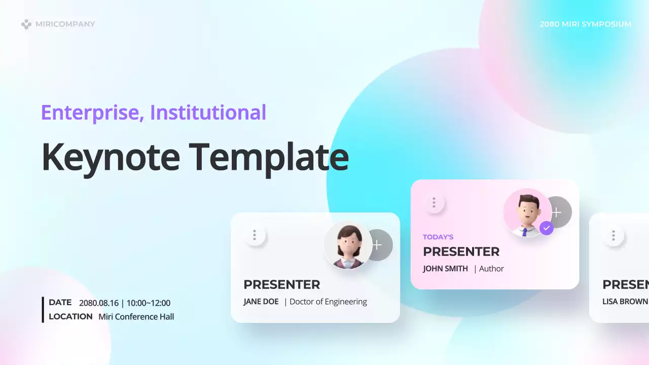 Trendy speaker presentations in light blue and pink