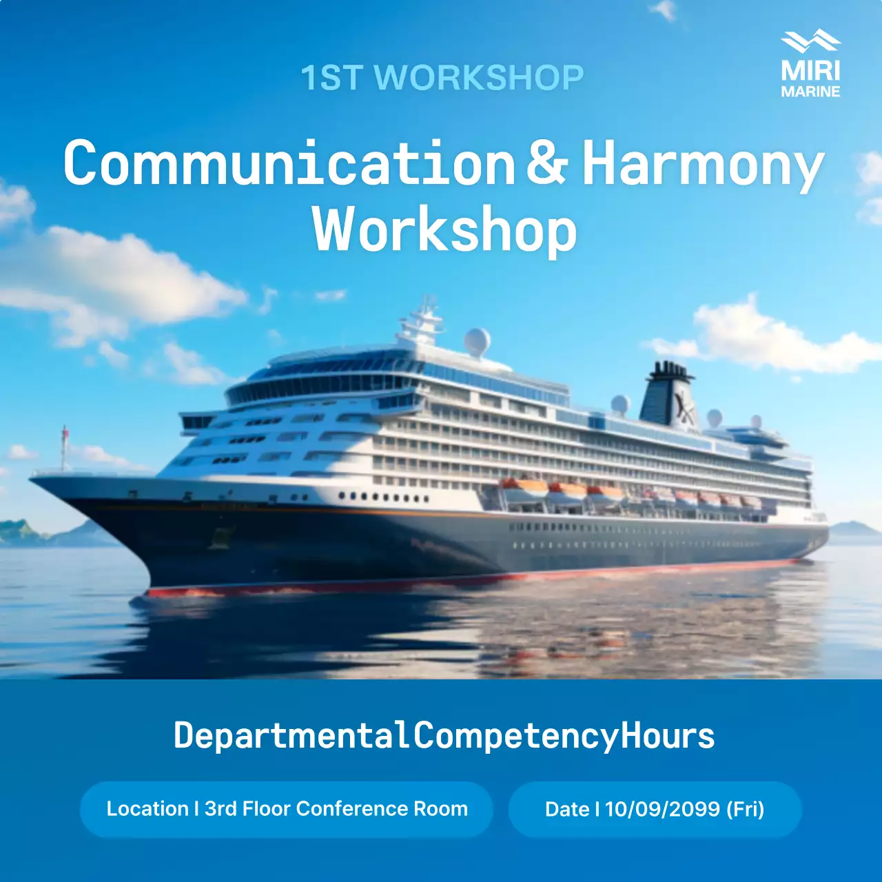 blue modern workshop announcement