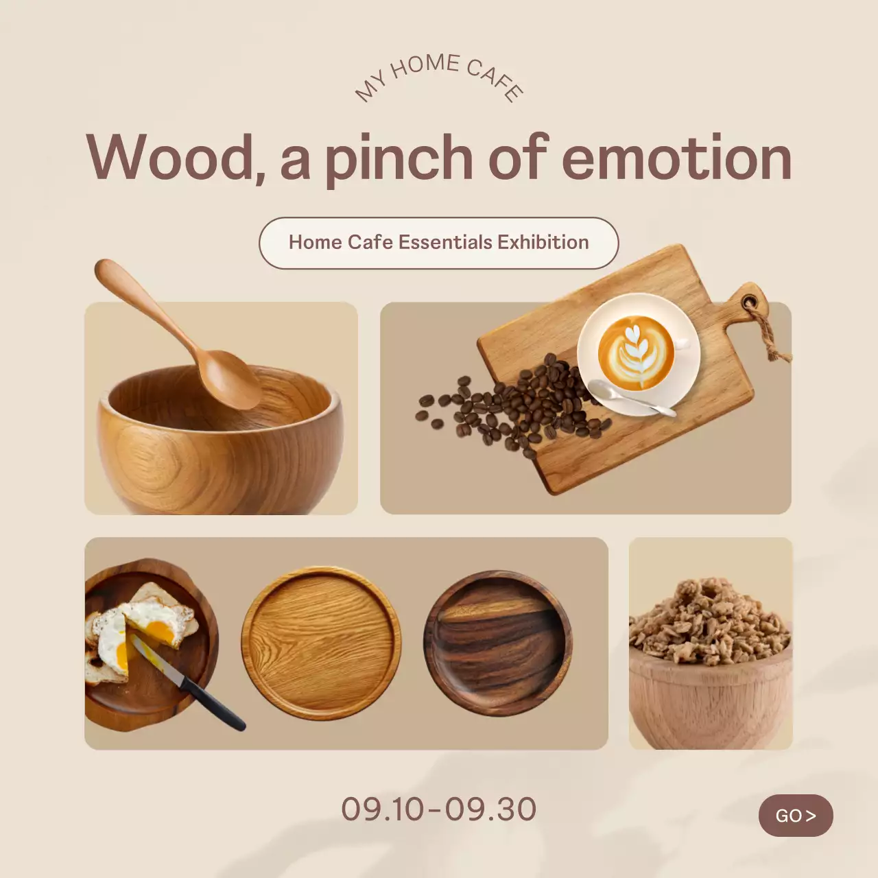 triển lãm nhà bếp mộc mạc màu be