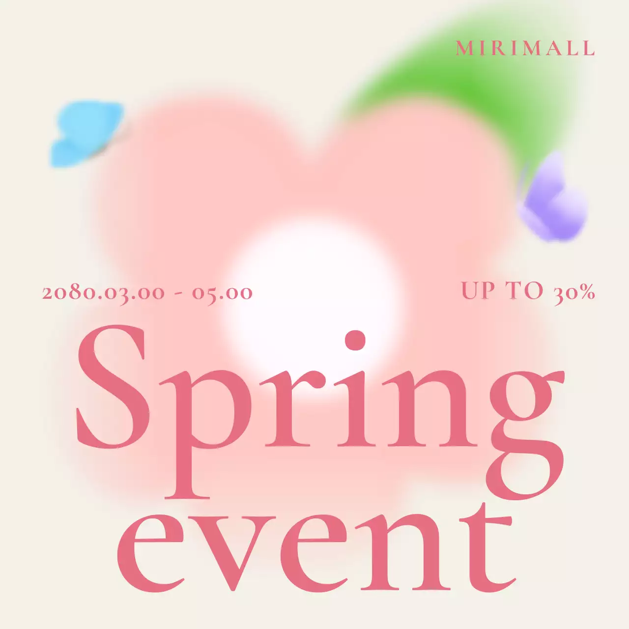 베이지색과 핑크색의 트렌드한 봄 할인 홍보
