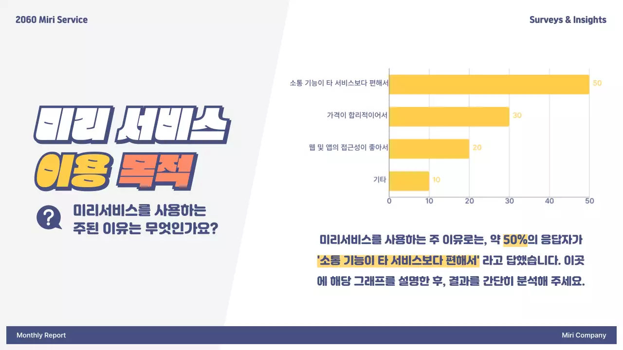 빨강과 노랑의 심플한 설문조사 결과 보고서