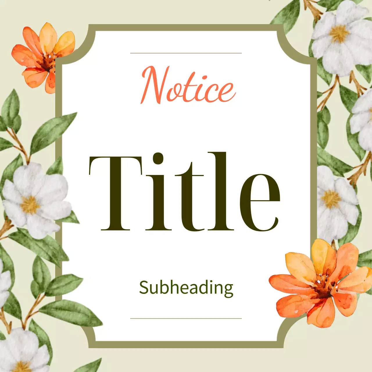 Green Floral Marketing Notice Instagram Carousel