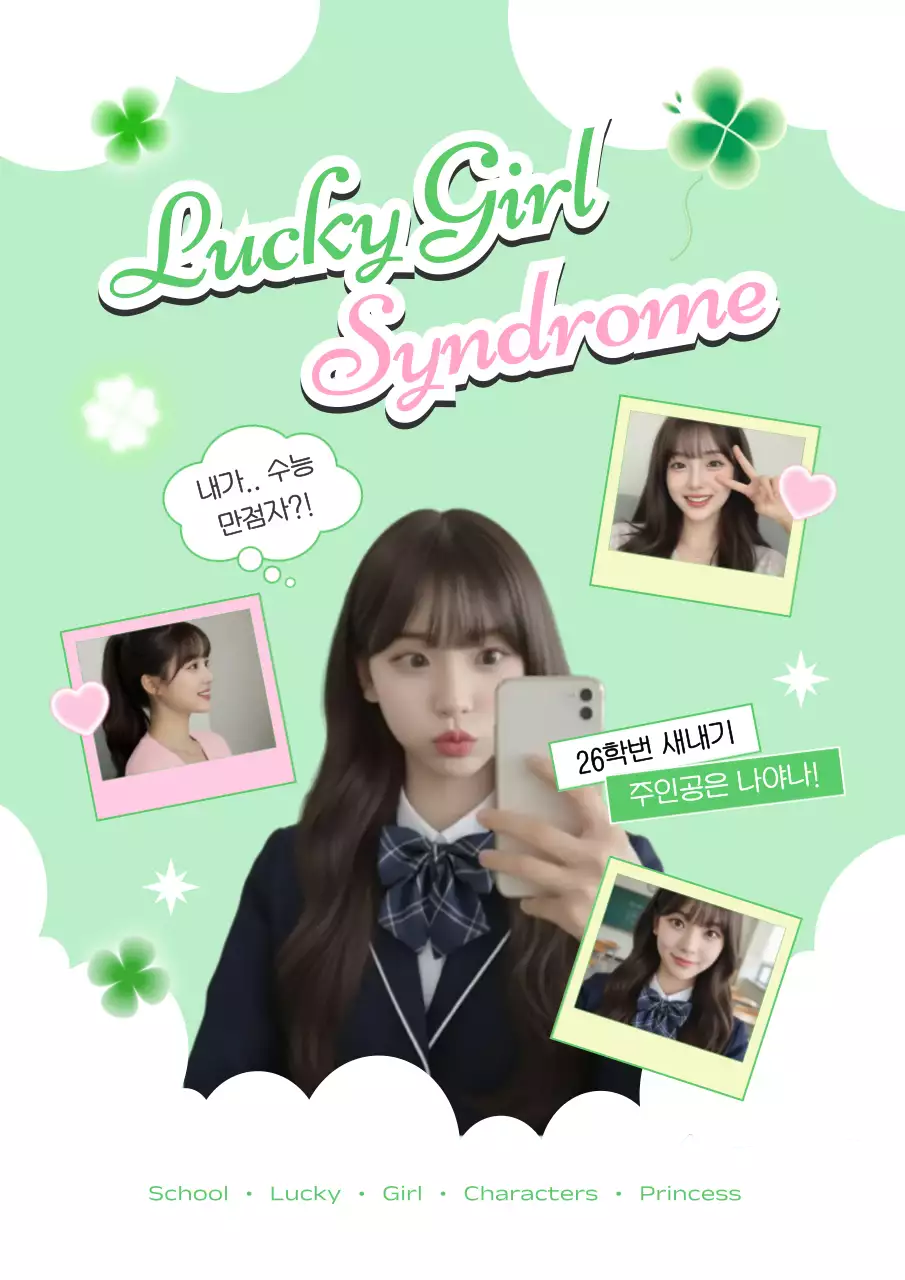 민트 아기자기한 응원 포토프레임