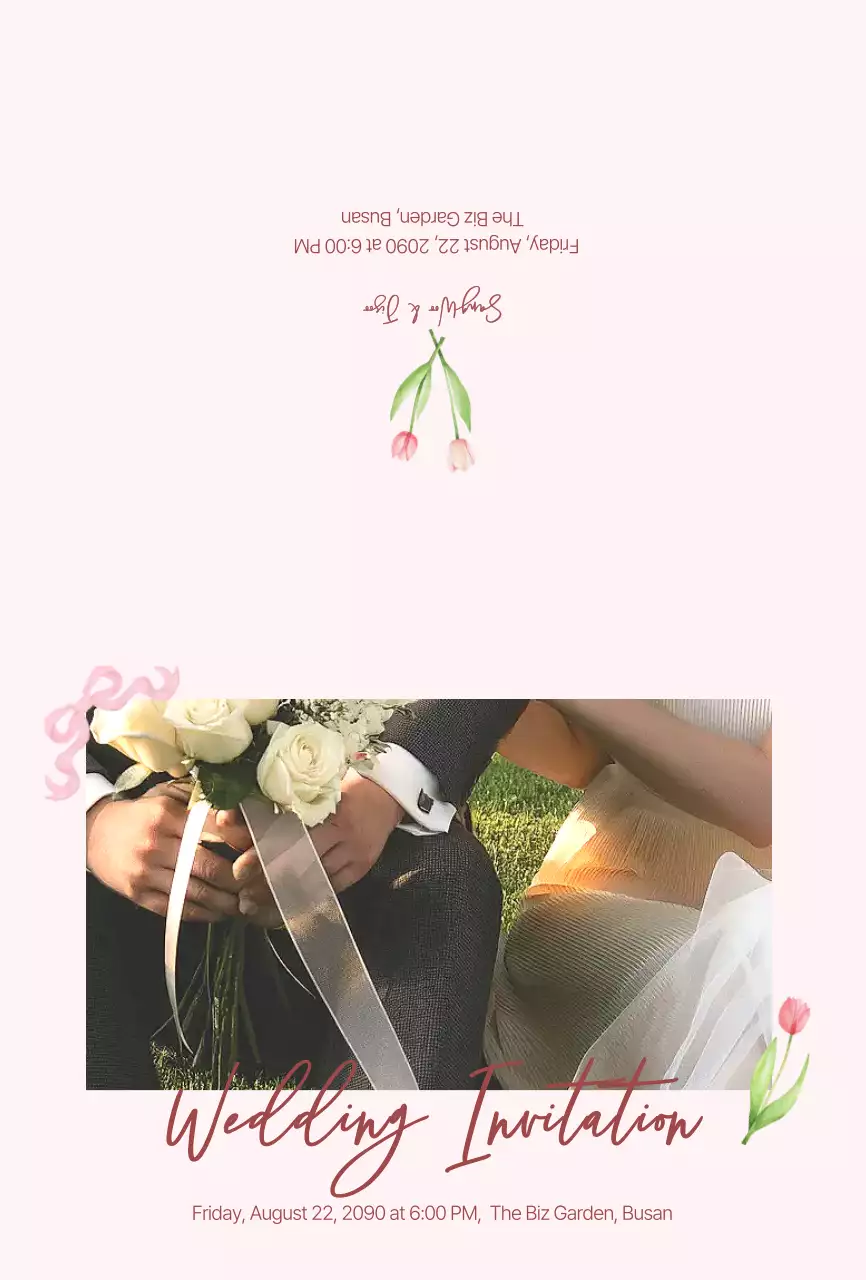 핑크 우아한 결혼 초대장