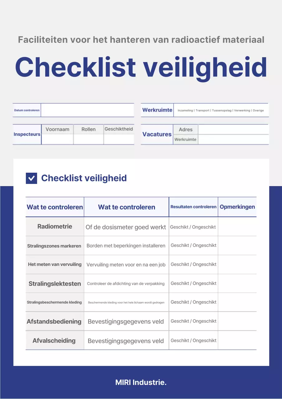 Handleiding Blue Clean Safety Checklist
