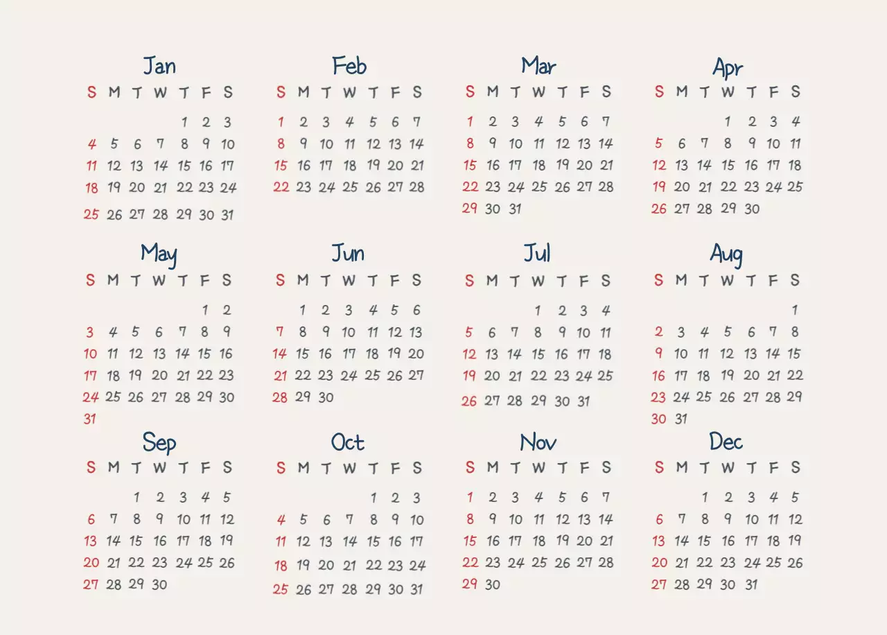 Kalender Lucu Biru Langit