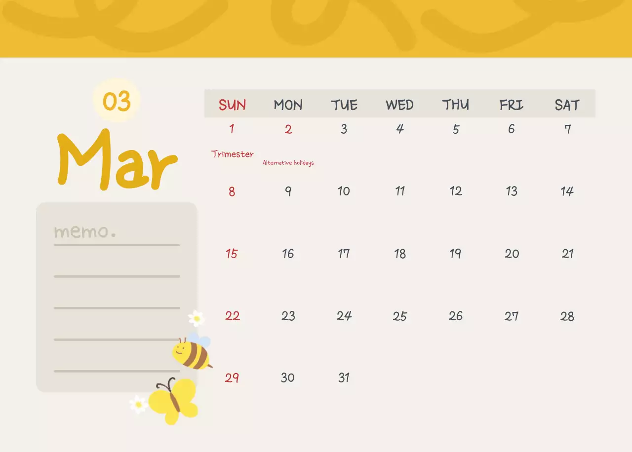 Kalender Lucu Biru Langit