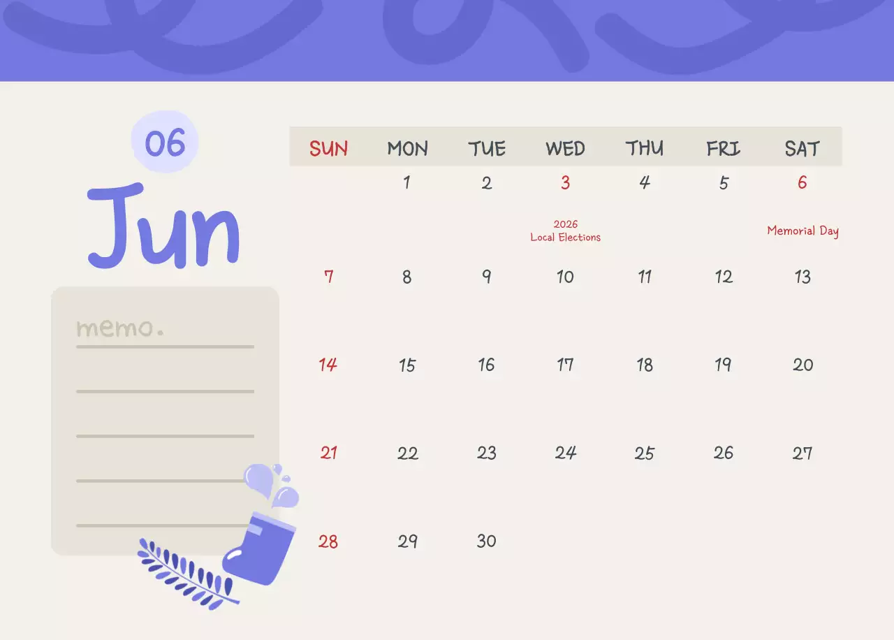 Kalender Lucu Biru Langit