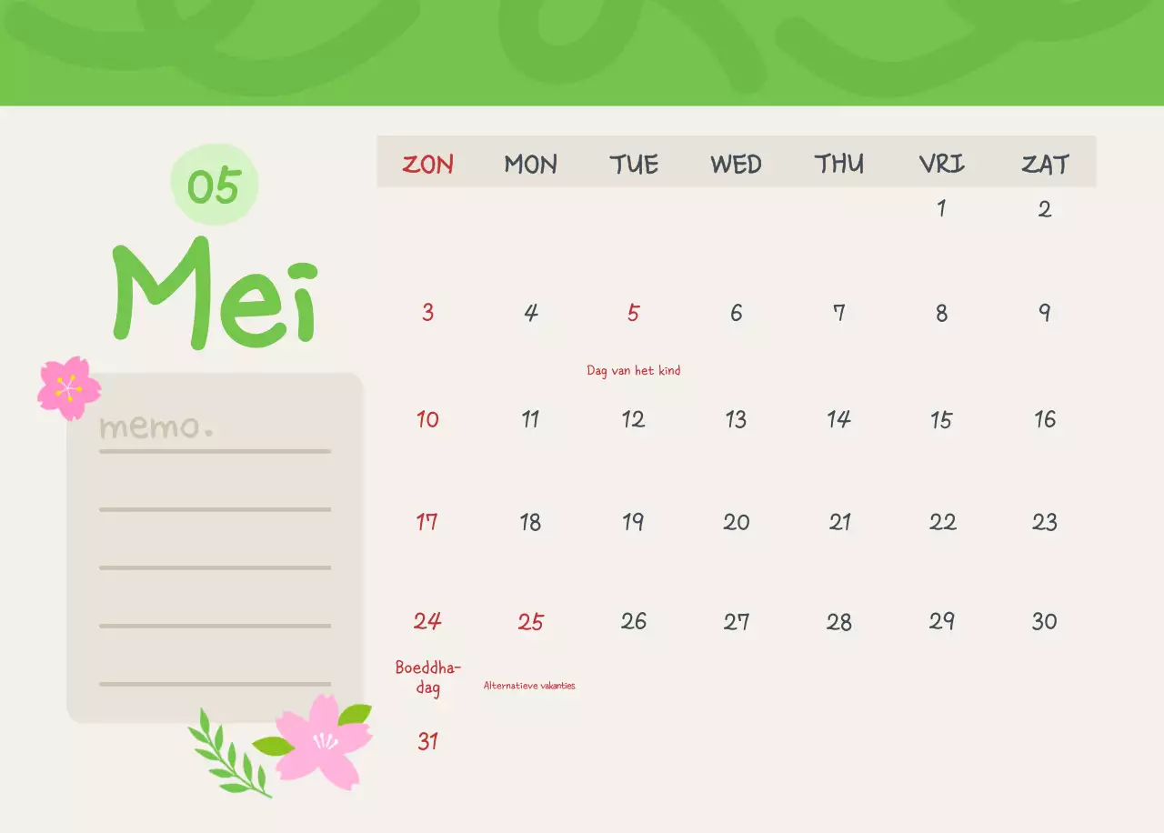 Hemelsblauwe schattige kalender