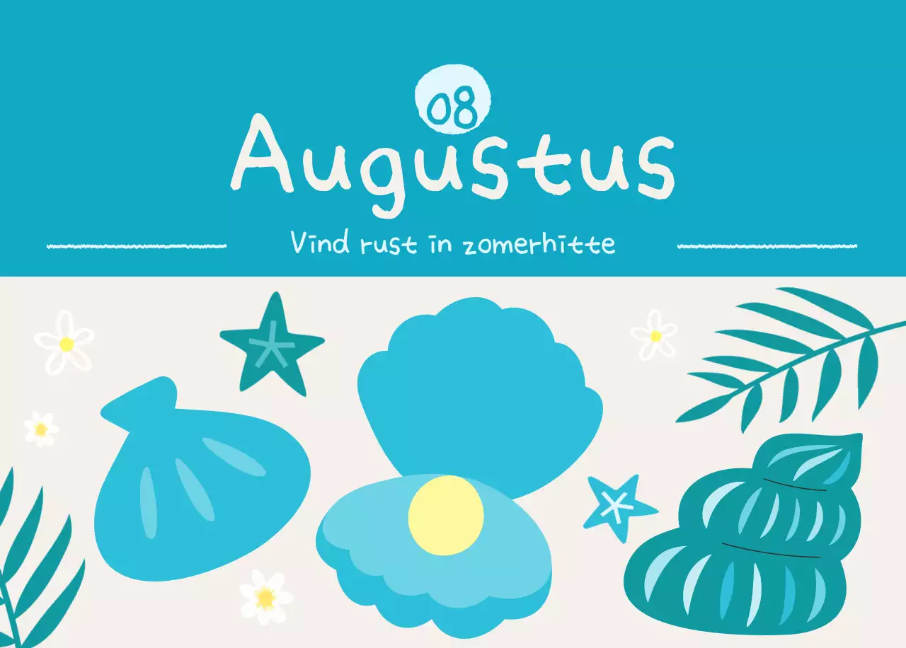 Hemelsblauwe schattige kalender