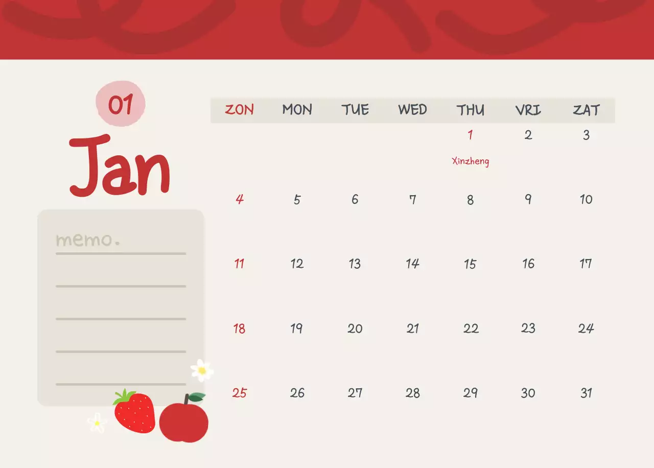 Hemelsblauwe schattige kalender