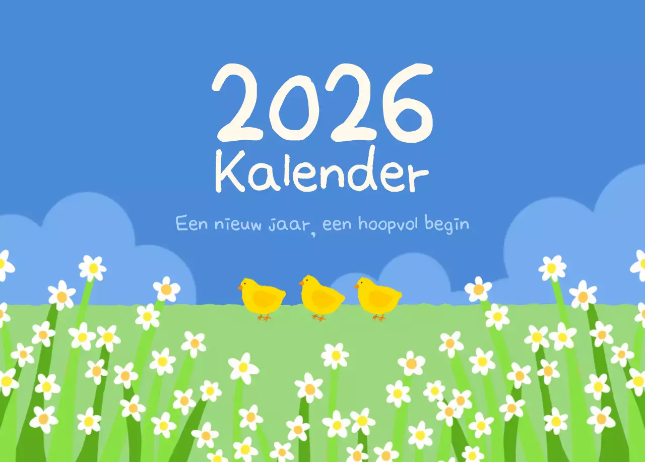 Hemelsblauwe schattige kalender