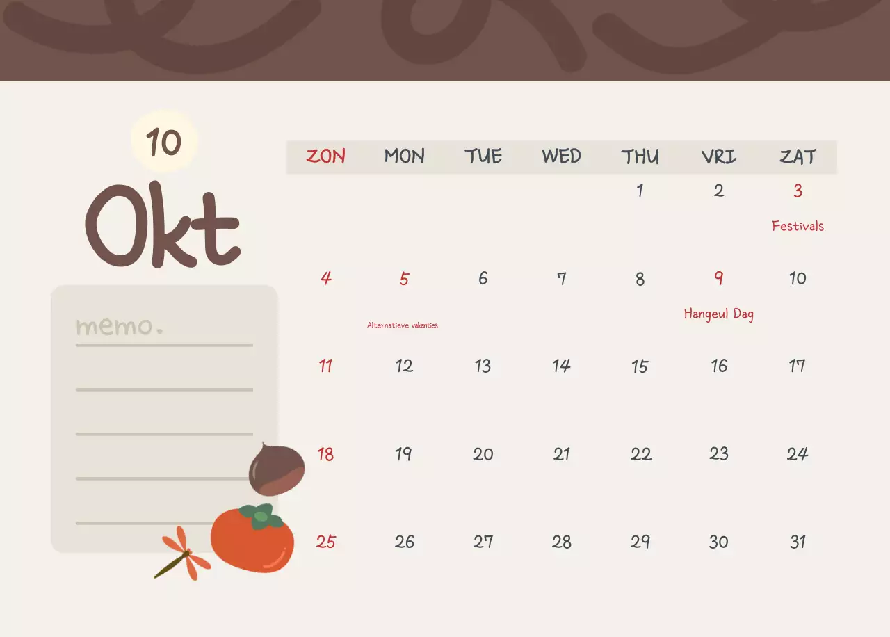 Hemelsblauwe schattige kalender