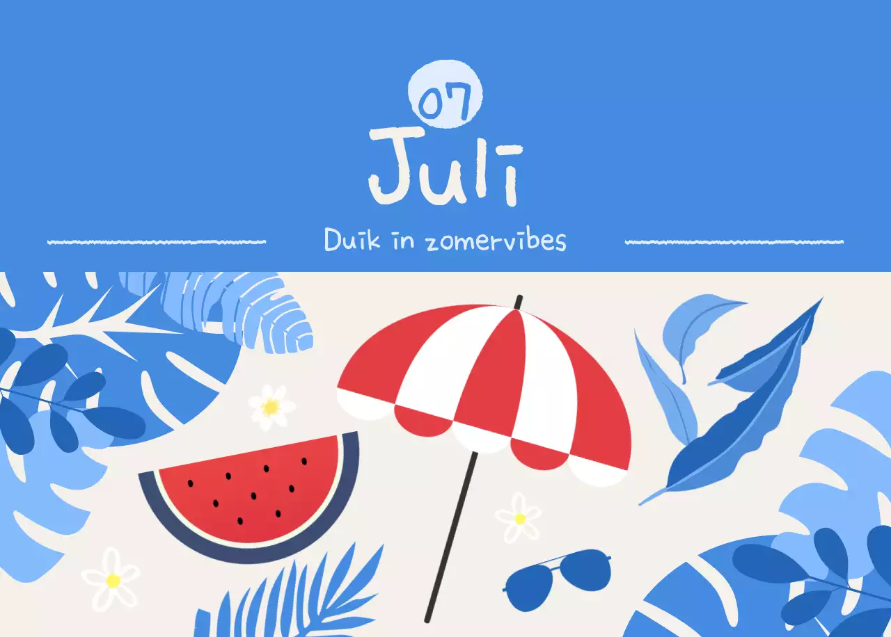 Hemelsblauwe schattige kalender