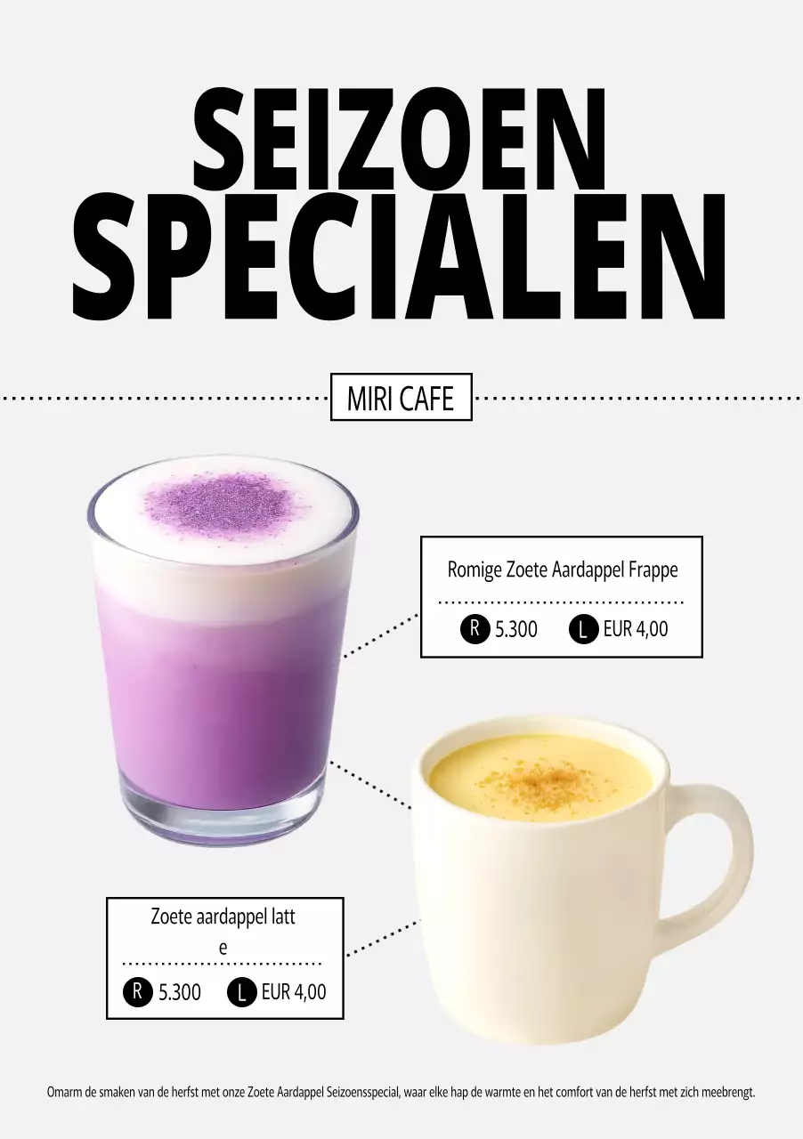 Yeonbora Modern Cafe Menu Promotie