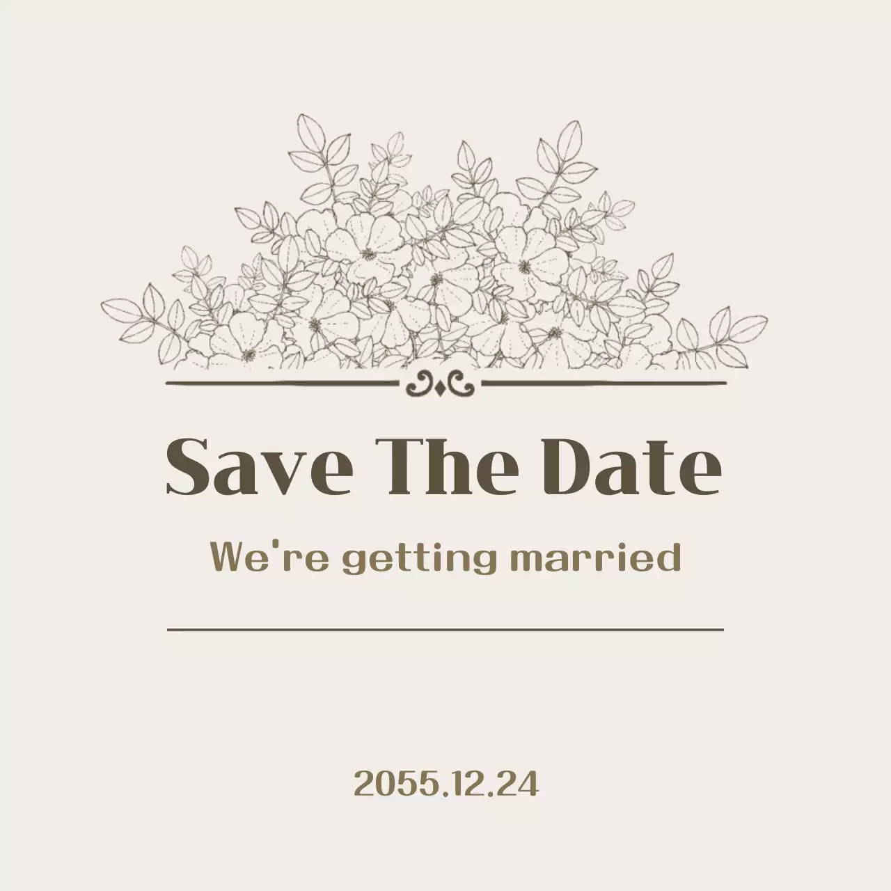 Thiệp cưới đơn giản màu be