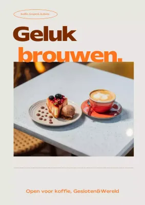Beige moderne café-advertentie