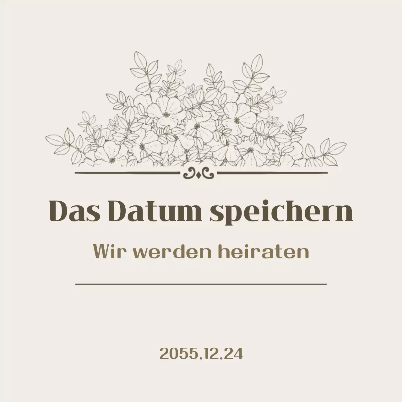 Beige Einfache Hochzeitseinladung