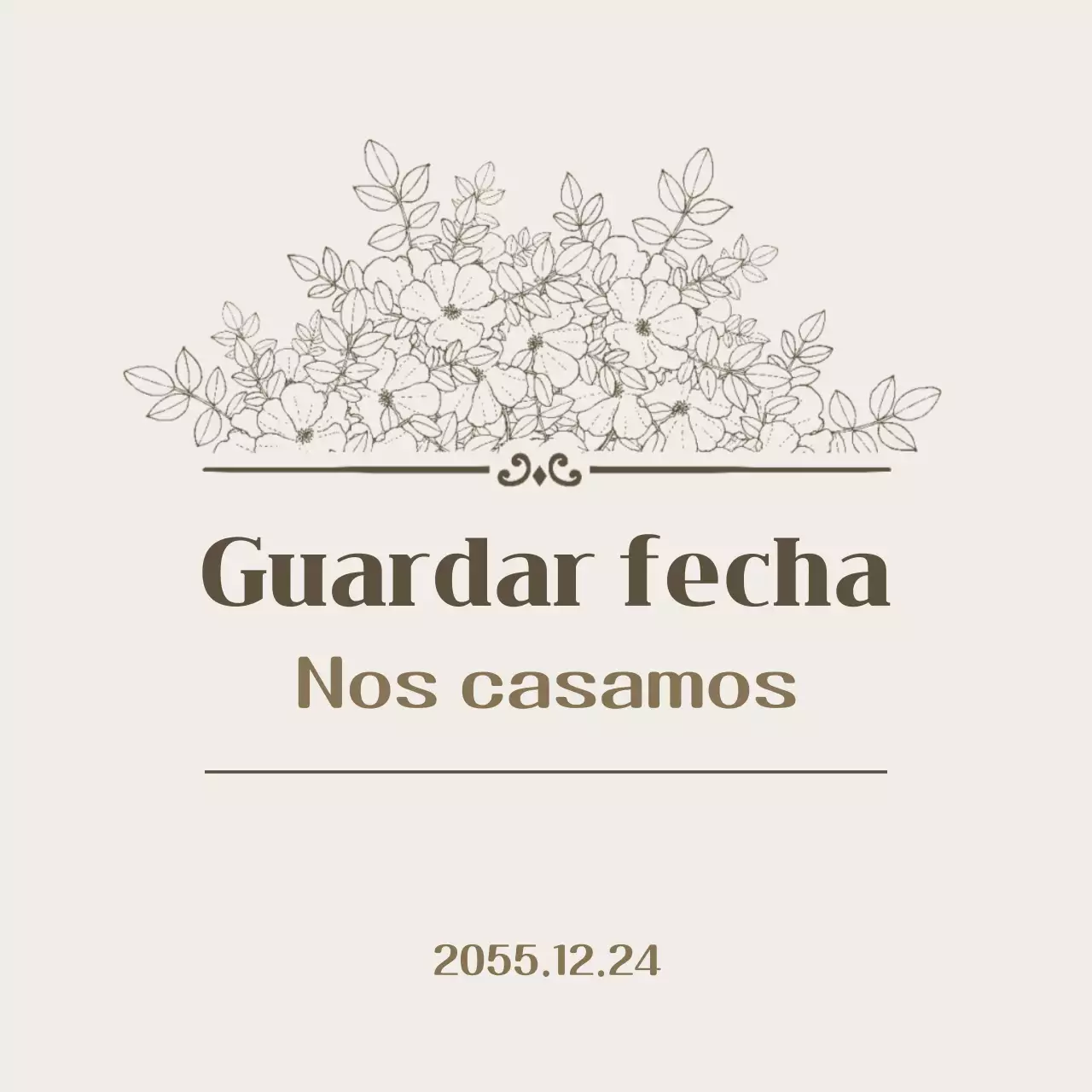 Invitación de boda sencilla en beige