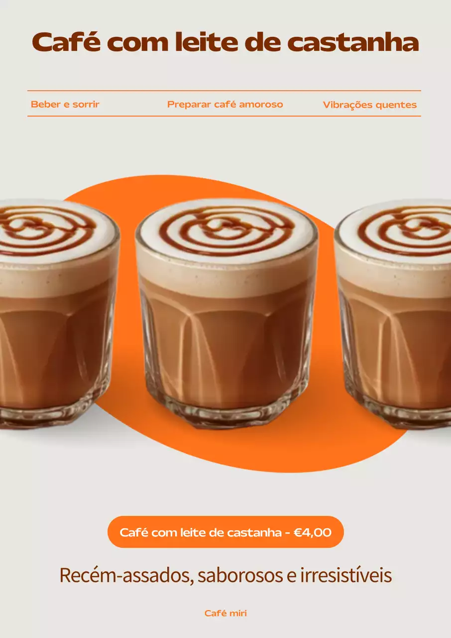 Promoção do cardápio do Orange Modern Cafe