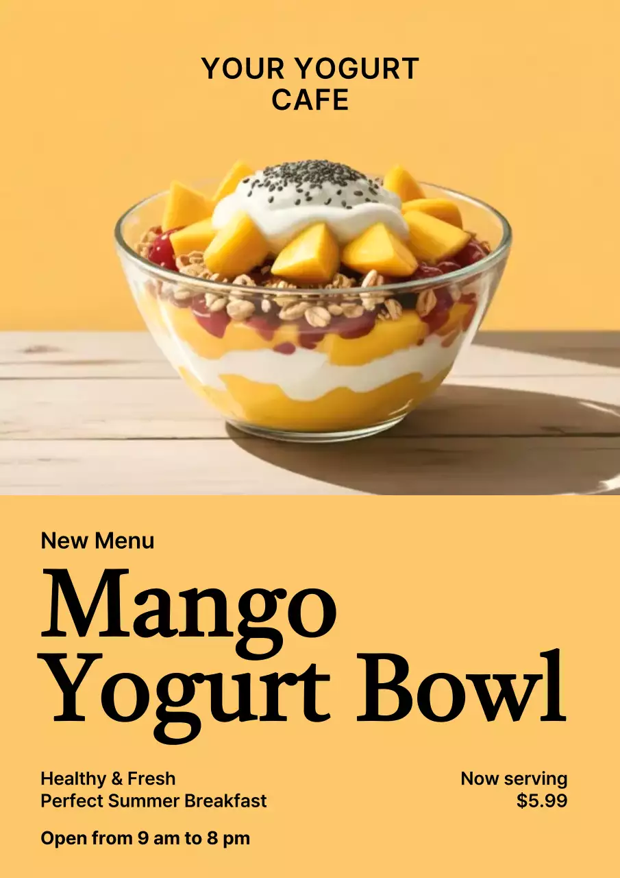 yellow modern yogurt menu