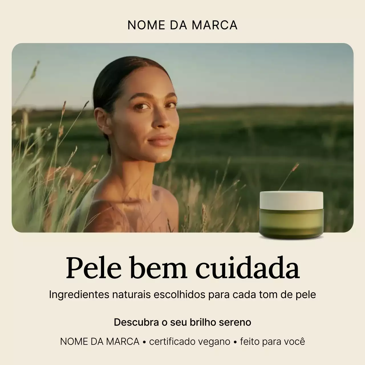 propaganda elegante de cuidados com a pele bege