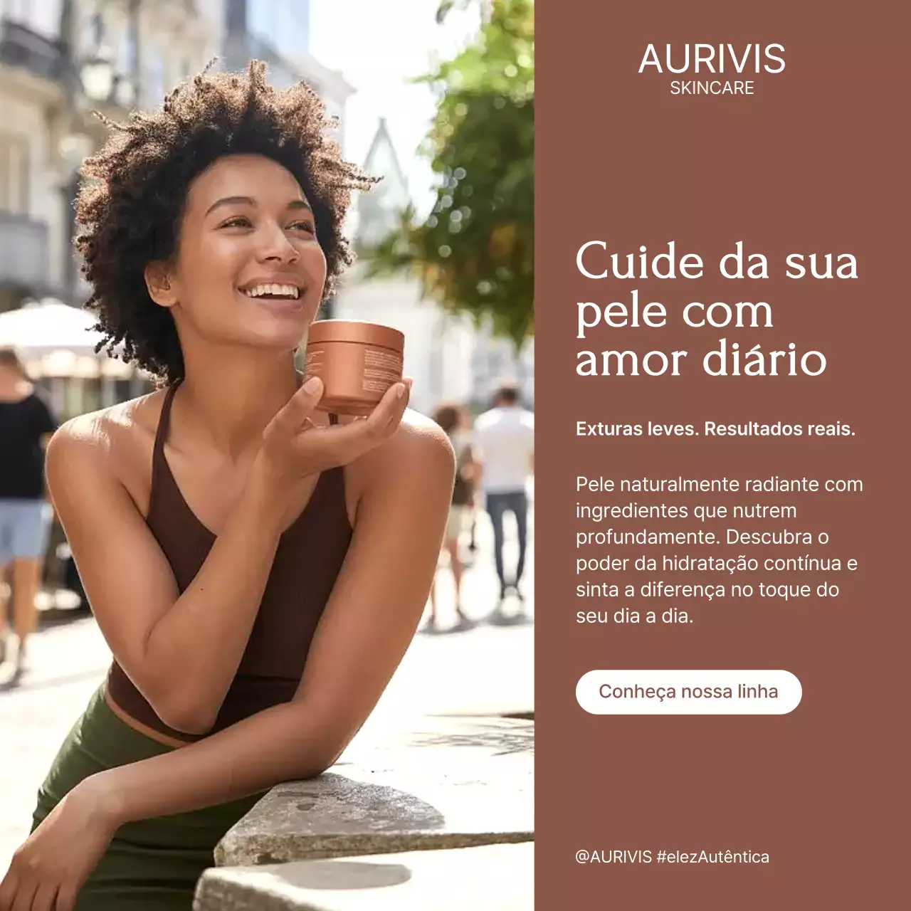 propaganda moderna de cuidados com a pele marrom