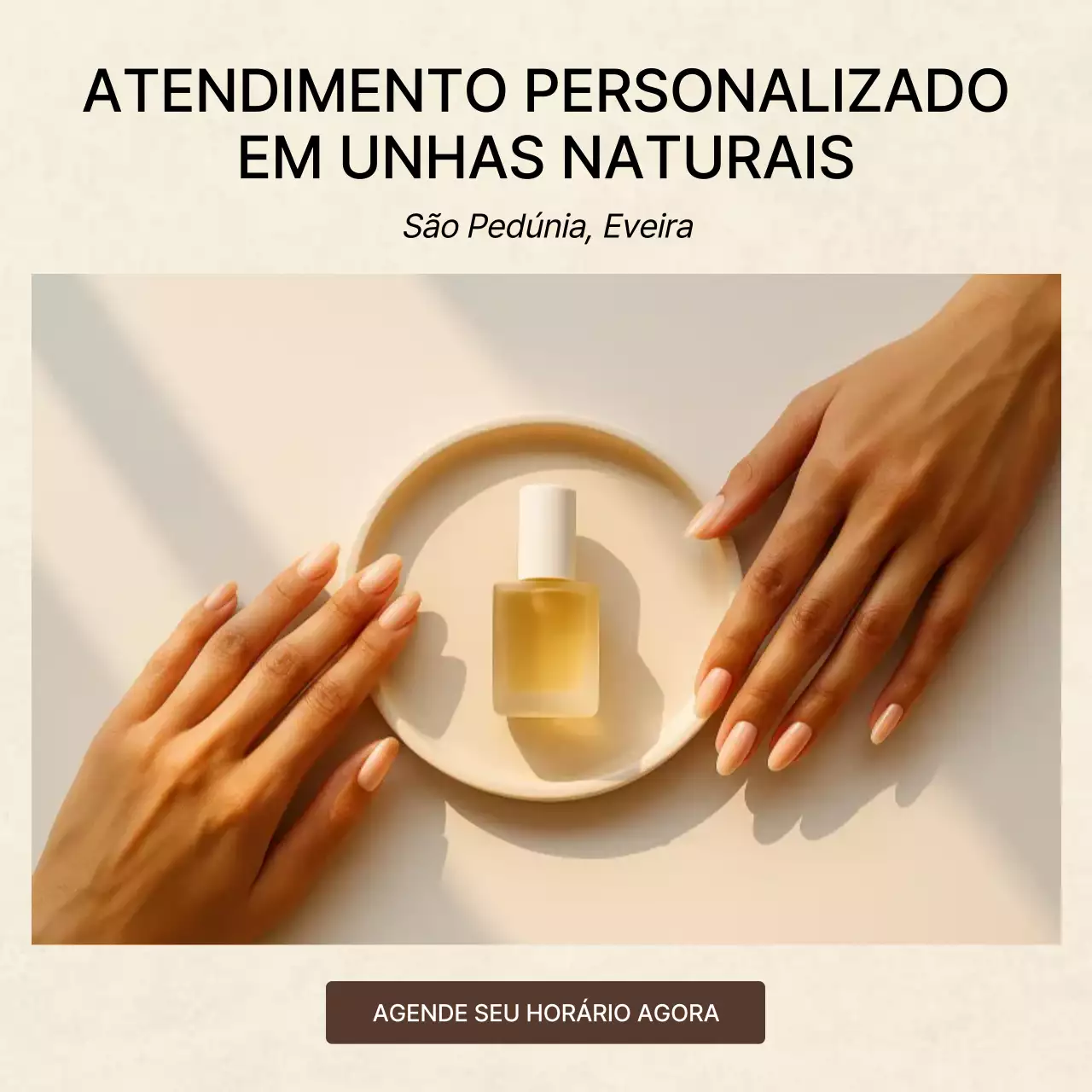 propaganda de cuidados com as unhas bege elegante
