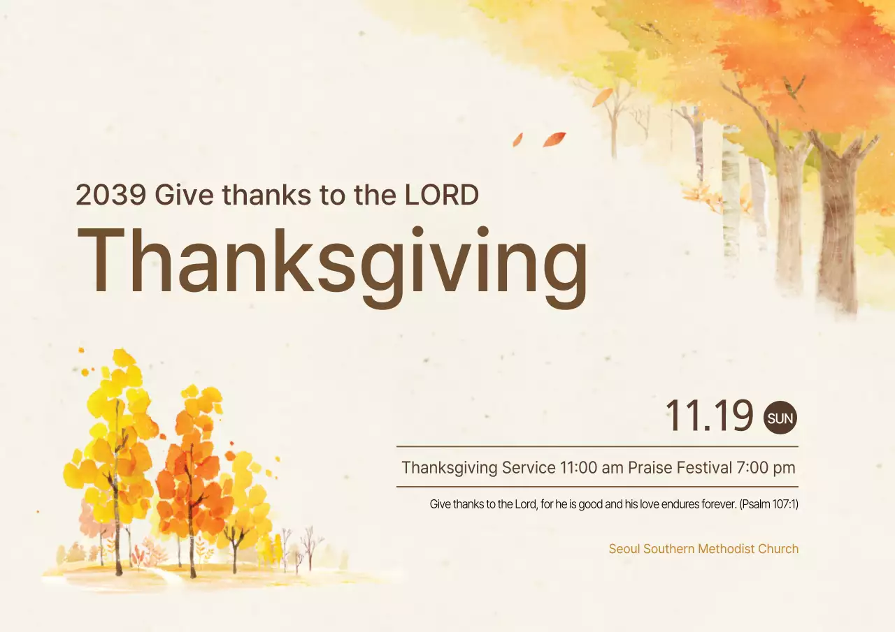 thông báo Lễ Tạ ơn truyền thống màu be