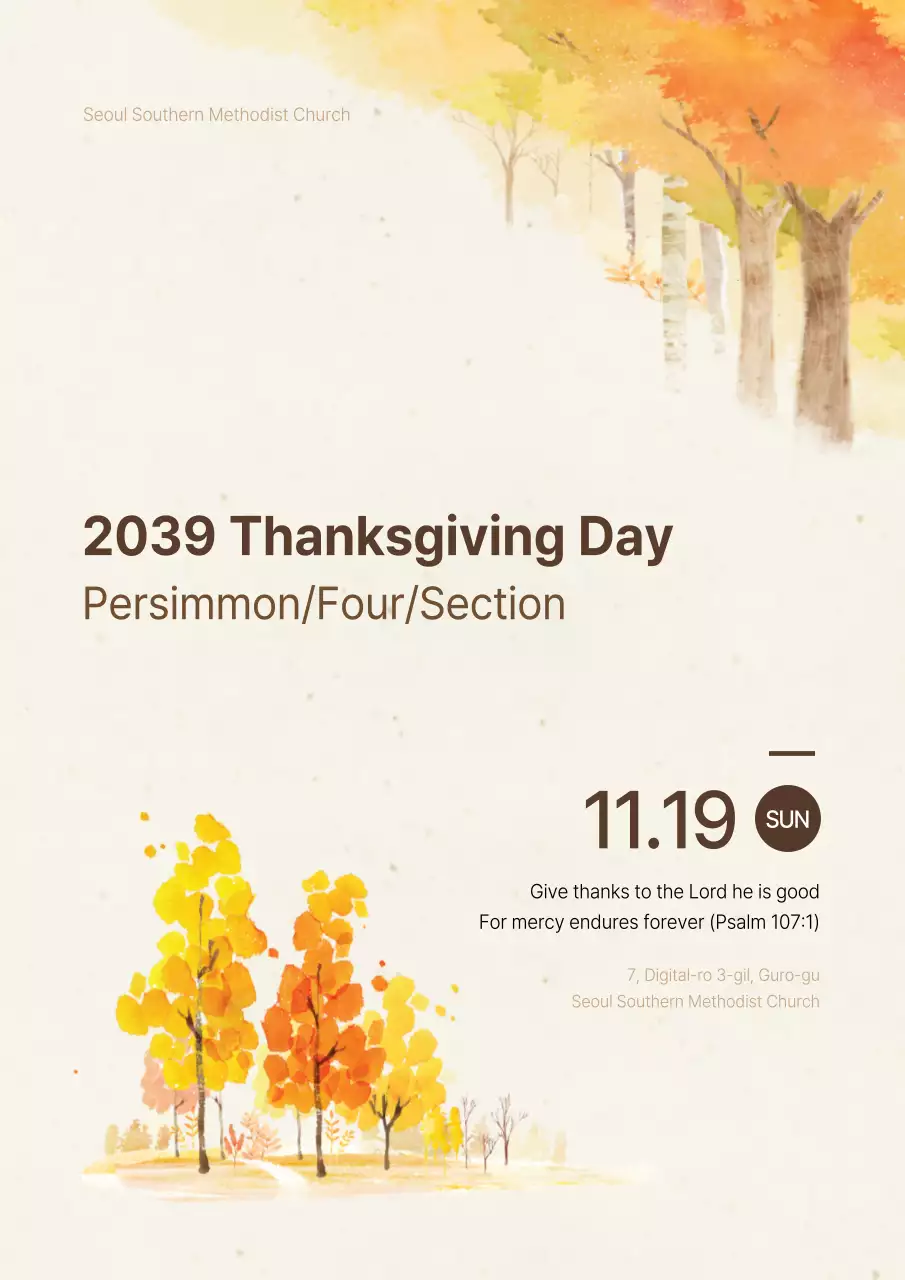 thông báo Lễ Tạ ơn truyền thống màu be