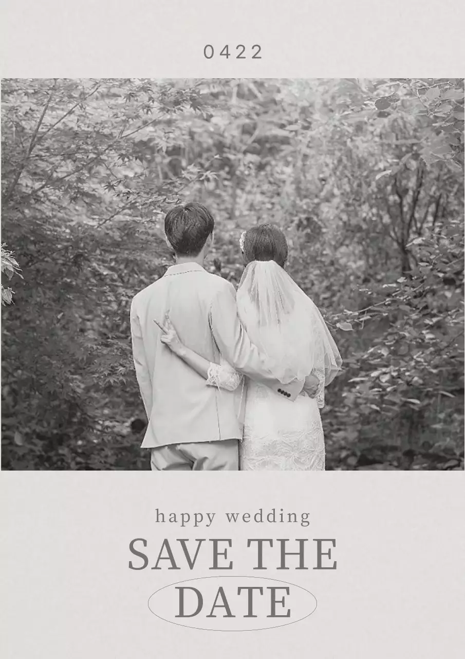 白黒 シンプル 結婚式 招待状 ポスター