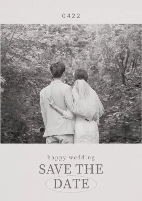 白黒 シンプル 結婚式 招待状 ポスター