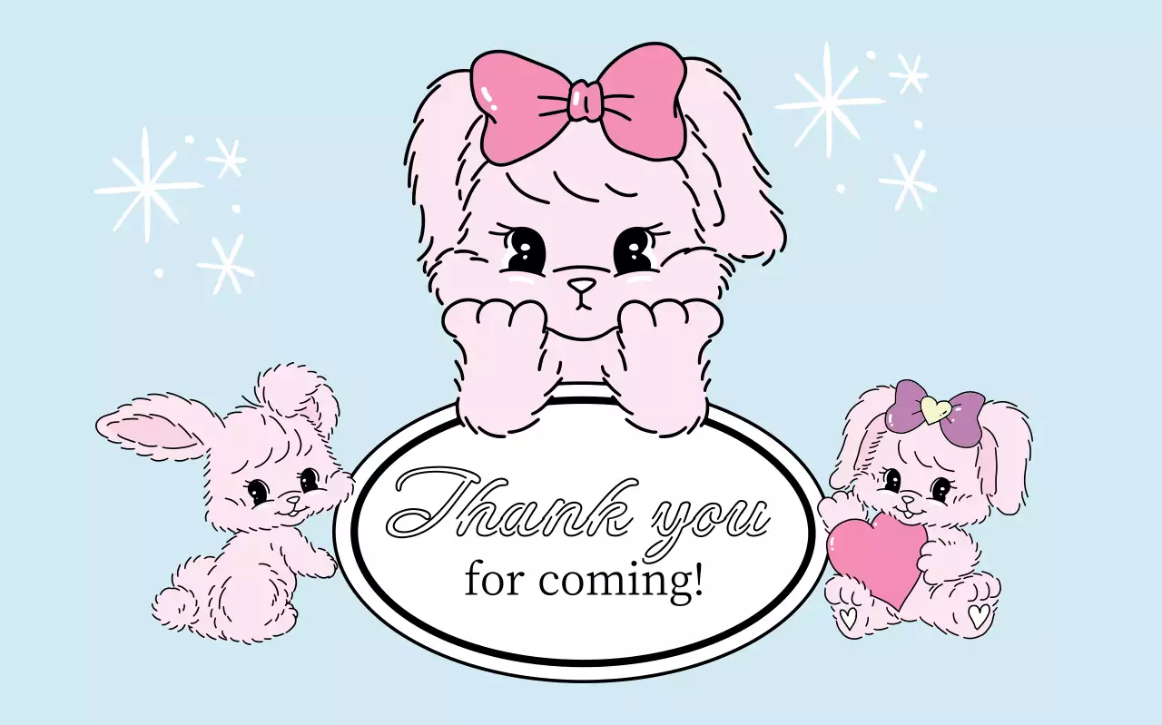 하늘색 아기자기한 동물 답례품