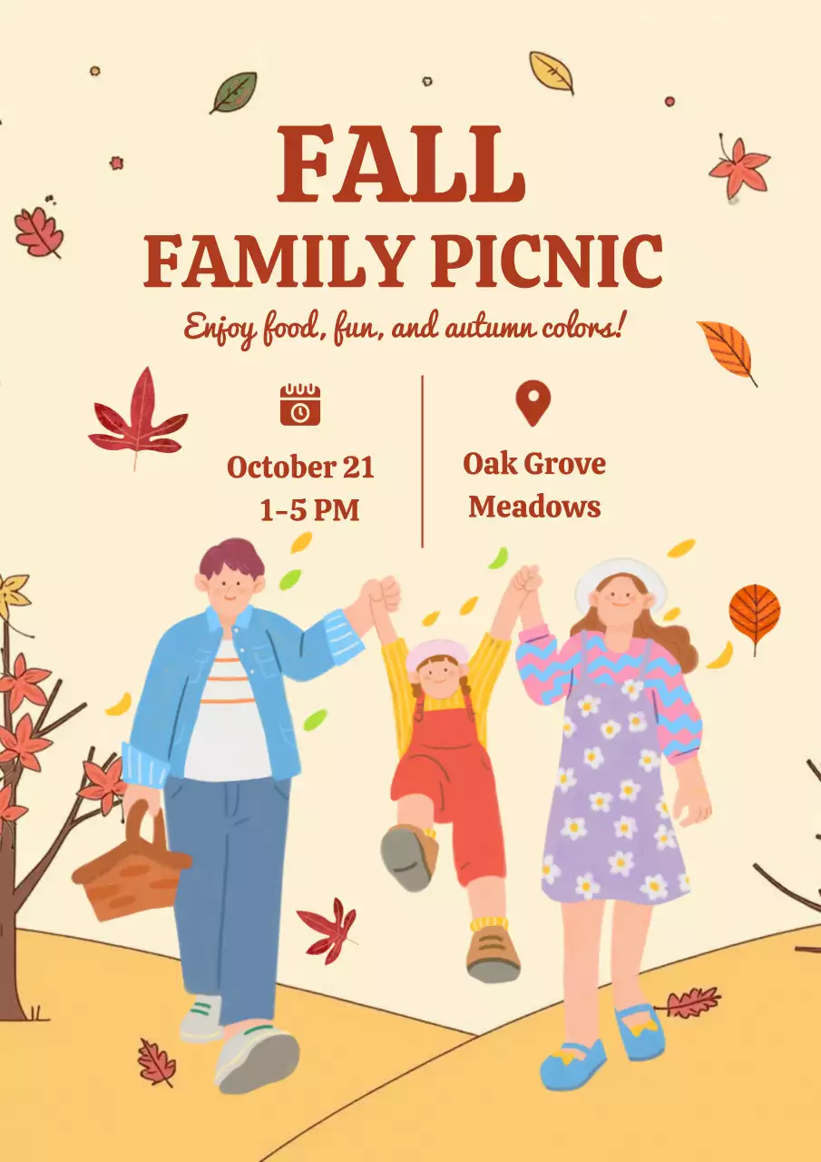 Fall Family Picnic Promotion in Beige and Yellow Tones