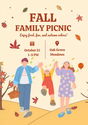 Fall Family Picnic Promotion in Beige and Yellow Tones