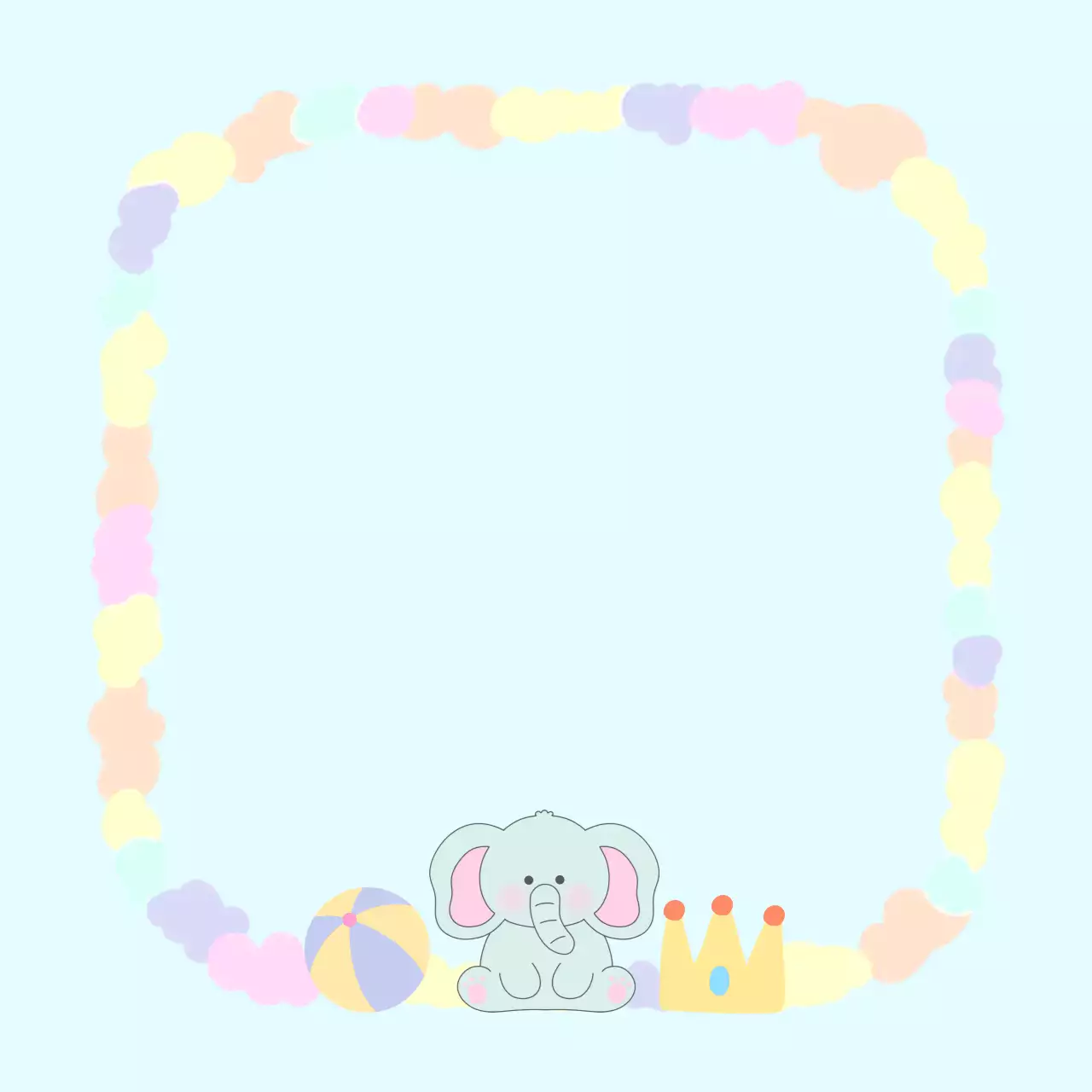 하늘색 아기자기한 아기 코끼리 문구