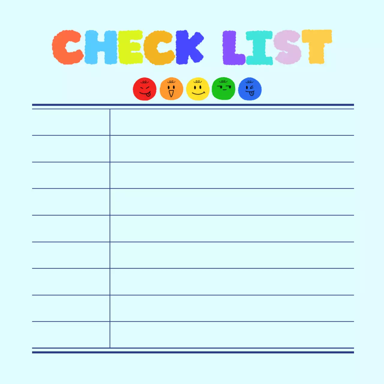 하늘색 아기자기 알록달록한 체크리스트