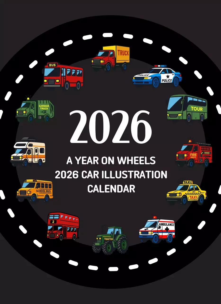 검정 레트로 자동차 연간 계획