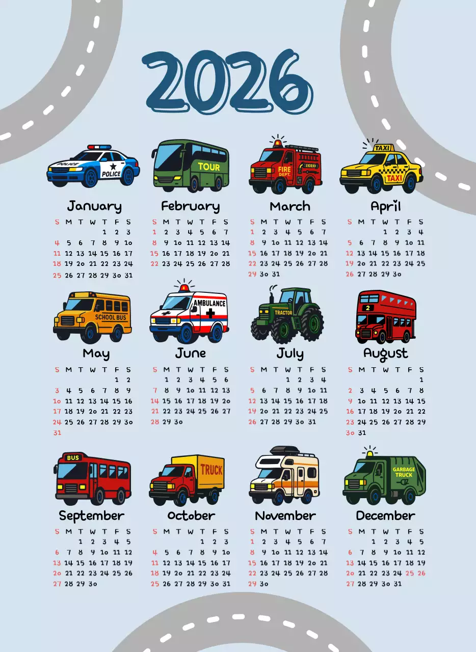 검정 레트로 자동차 연간 계획