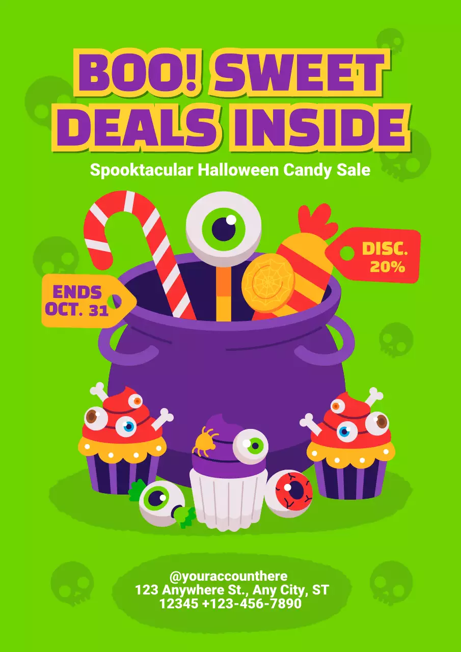 Halloween Candy Sale Promotion in Pop Art Green