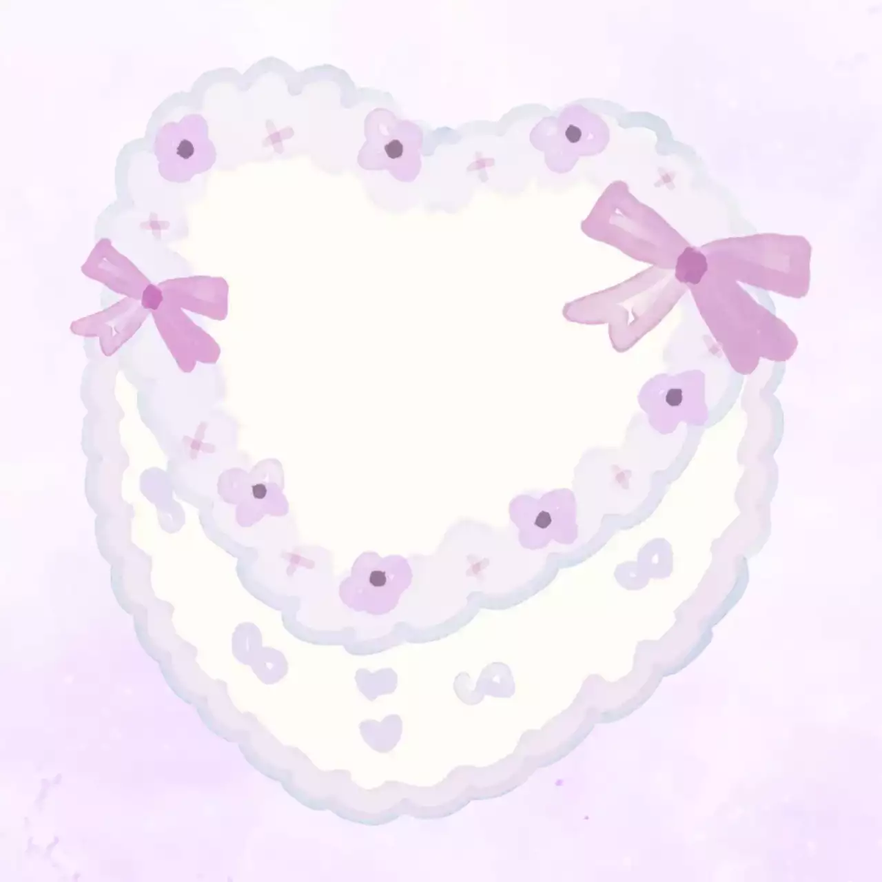 보라색 귀여운 하트 케이크 축하 문구